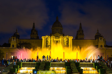 Magic Fountain light show in Barcelona - obrazy, fototapety, plakaty