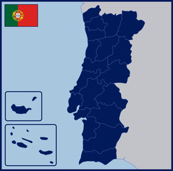 Blank Map and Flag of Portugal