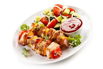 Kebabs - grilled meat and vegetables 