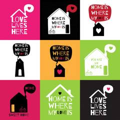 Romantic greeting card with quote about home and love. - 94211664