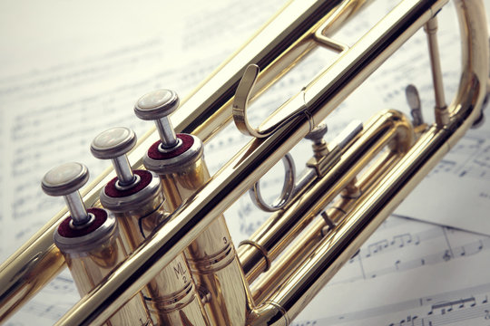 Trumpet on sheet music