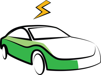 modern electric car silhouette. electric car vector illustration