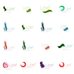 Set of abstract wavy elements. Circles, swirls and waves with