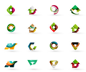 Set of various geometric icons -  rectangles triangles squares