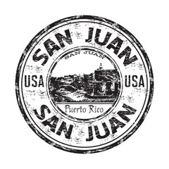 Black grunge rubber stamp with the name of San Juan city, the capital of Puerto Rico