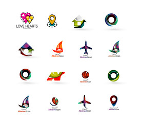 Set of abstract travel logo icons. Business, app or internet web