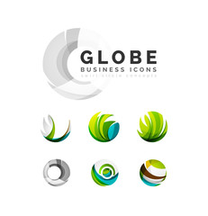 Set of globe sphere or circle logo business icons