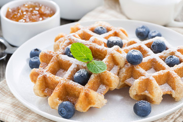 delicious waffles for breakfast, close-up