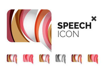 Set of abstract speech bubble and cloud icons, business logotype