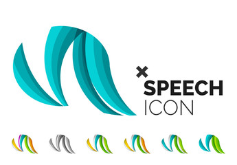 Set of abstract speech bubble and cloud icons, business logotype