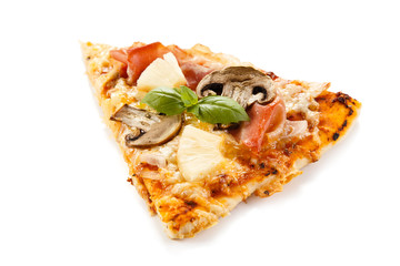 Piece of pizza on white background 