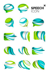 Set of abstract speech bubble and cloud icons, business logotype