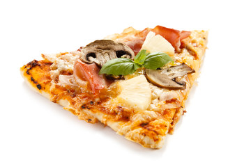 Piece of pizza on white background 