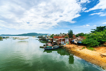 Landscape with boat in Vietnam