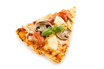 Piece of pizza on white background 