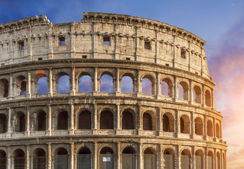 Fototapeta na wymiar Colosseum (Colosseo) in Rome, Italy during sunset
