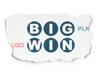Finance concept: Big Win on Torn Paper background