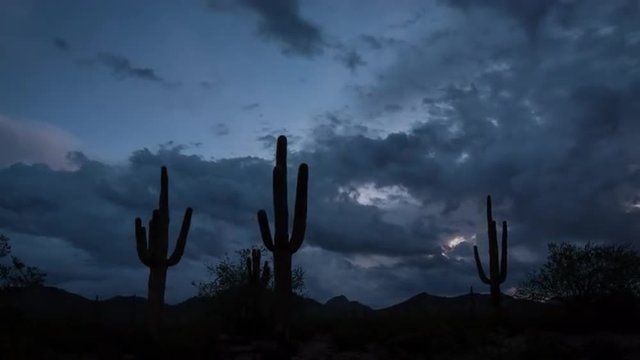 Sonoran Desert sky at dawn. 4K UHD time-lapse.