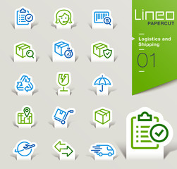 Lineo Papercut - Logistics and Shipping outline icons