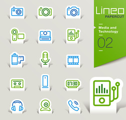 Lineo Papercut - Media and Technology outline icons