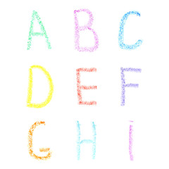 Font pencil crayon. ABC chalk letters. Handwritten vector illustration.
