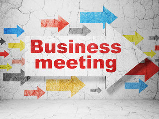 Obraz premium Finance concept: arrow with Business Meeting on grunge wall