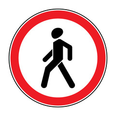 Prohibition No Pedestrian Sign. No walking traffic sign. No crossing. Prohibited signs silhouette of walking man in a red circle, isolated on white background. Editable stock vector illustration