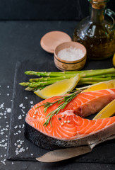 Delicious portion of fresh salmon steak