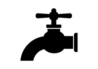 Black faucet icon on white background