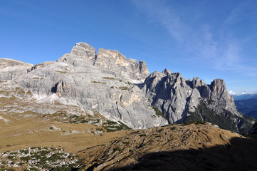 Fototapeta na wymiar Dolomites / The Dolomites are a mountain range located in northeastern Italy. They form a part of the Southern Limestone Alps and extend from the River Adige to the Piave Valley.
