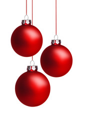 Drei Rote Weihnachtskugeln