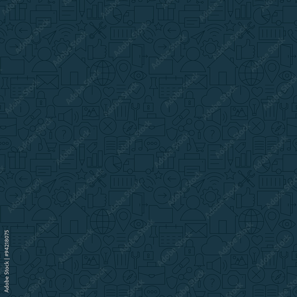 Sticker Thin Line Web and Mobile User Interface Dark Seamless Pattern