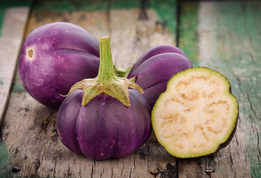 eggplant on old wooden