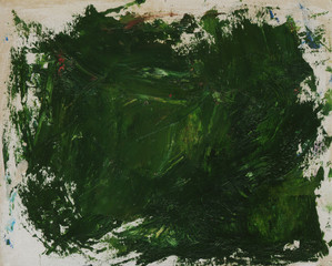 Textured green background. Abstract oil painting