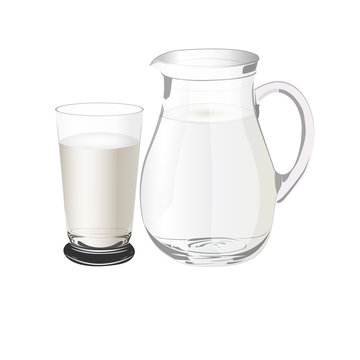 pitcher with milk, vector illustration