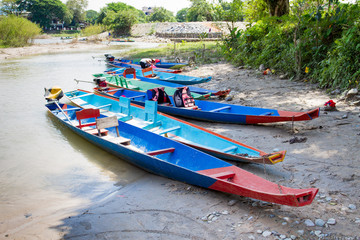 boat near Nam Song river in Vang Vieng, Laos