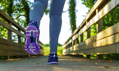 Woman running in a field