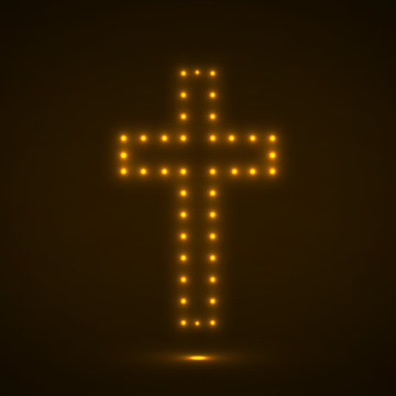 Glowing cross. Christian Symbol. Vector illustration. Eps 10