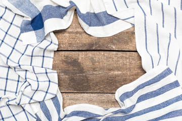 Blue and white tablecloth