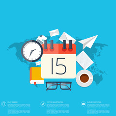 Flat background with papers.Temwork concept. Global