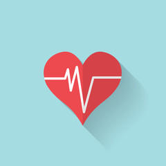 Heart rhytm, cardiogramm, medical flat icon.