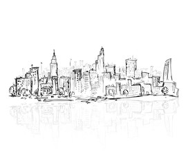 Fototapeta premium Hand drawn city of houses