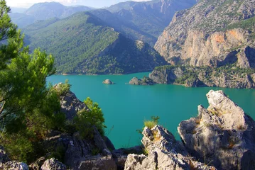 Foto op Plexiglas Manavgat, Turkije - 15 juni 2014: Panorama Oymapinar dam reservo © Natalia Sidorova