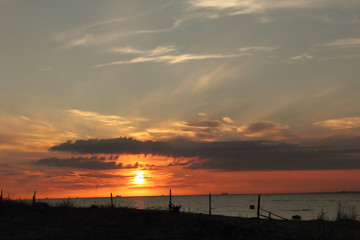 Fototapeta premium sunset on the shore of the Gulf of Finland, Leningrad, Russia