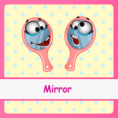 Mirror, funny characters on a yellow background