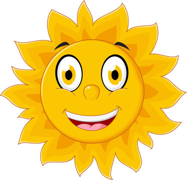 Happy sun cartoon character