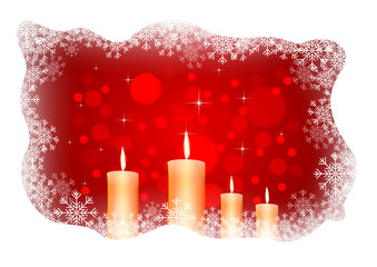 isolated burning candles on dark red background
