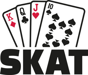 Skat cards with word