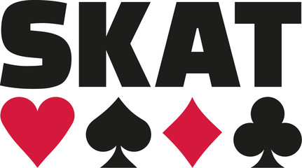Skat with playing cards suits - obrazy, fototapety, plakaty