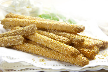 sesame bread sticks(close up)